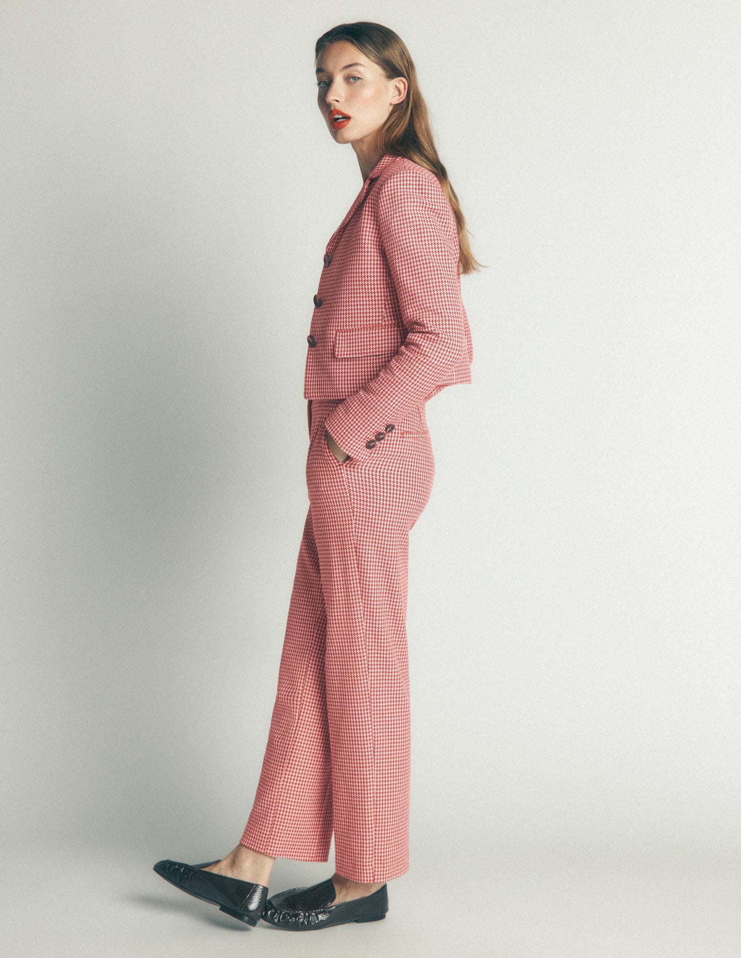 Dartmouth Cotton Blazer-Pink and Brown Puppytooth