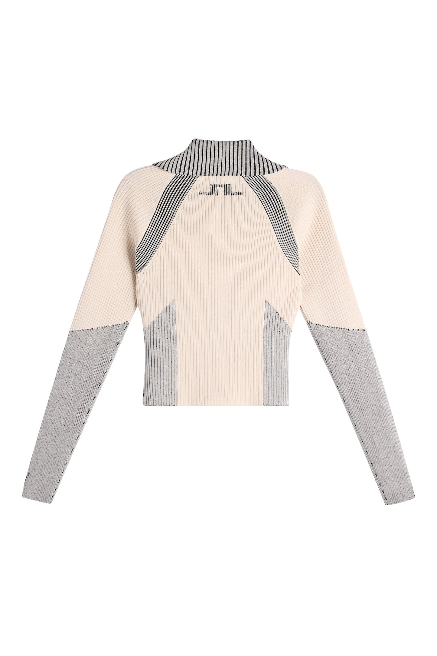 Terri Contrast Rib Zip Sweater / Moonbeam